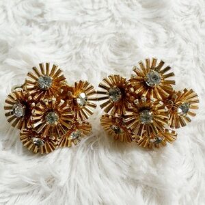 Vintage Signed Marvella Rhinestone Clip Screwback Earrings